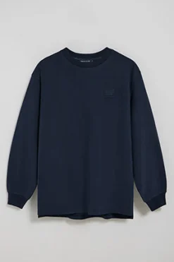 Camiseta de manga larga y cuello redondo azul marino con detalle Polo Club