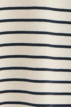 Camiseta de rayas azul marino y beige con monograma bordado