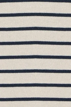 Camiseta de rayas azul marino y beige con monograma bordado