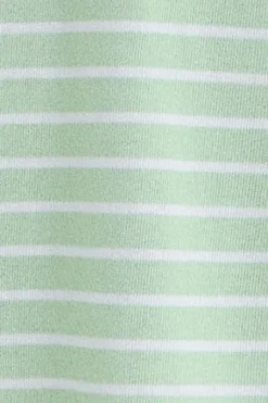 Camiseta de rayas color menta y beige con monograma bordado