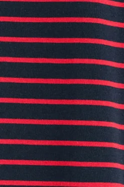 Camiseta de rayas rojas y azul marino con monograma bordado