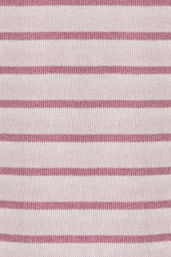 Camiseta de rayas rosa empolvado y beige con monograma bordado
