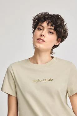 Camiseta Diamond beige con print foil Polo Club