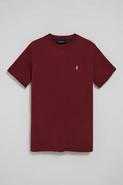 Camiseta granate con cuello redondo y bordado Rigby Go