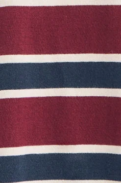 Camiseta granate y azul de rayas con logo engomado Polo Club