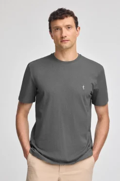 Camiseta gris asfalto básica de cuello redondo y bordado Rigby Best