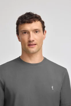 Camiseta gris asfalto básica de cuello redondo y bordado Rigby Best