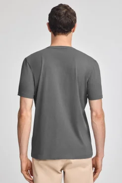 Camiseta gris asfalto básica de cuello redondo y bordado Rigby Best