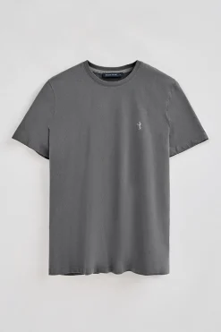 Camiseta gris asfalto básica de cuello redondo y bordado Rigby Best