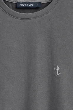 Camiseta gris asfalto básica de cuello redondo y bordado Rigby Best