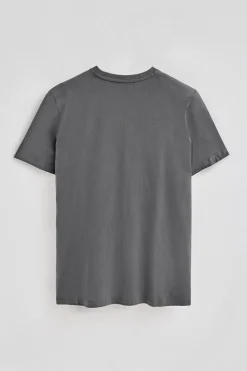 Camiseta gris asfalto básica de cuello redondo y bordado Rigby Best