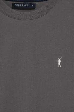 Camiseta gris asfalto con cuello redondo y bordado Rigby Go