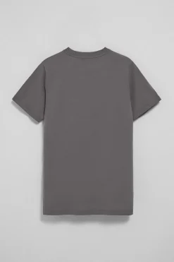 Camiseta gris asfalto con cuello redondo y bordado Rigby Go