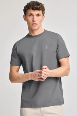 Camiseta gris asfalto de cuello redondo y Big Rigby Go engomado
