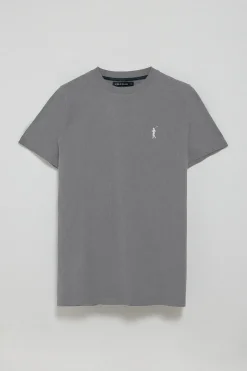 Camiseta gris asfalto de cuello redondo y Big Rigby Go engomado