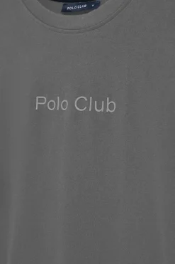 Camiseta gris asfalto de manga corta y cuello redondo con logotipo Polo Club