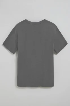 Camiseta gris asfalto de manga corta y cuello redondo con logotipo Polo Club