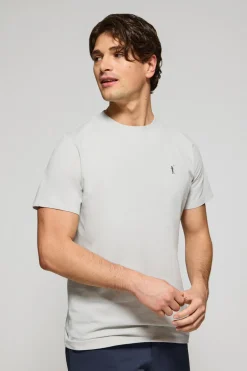 Camiseta gris claro con cuello redondo y bordado Rigby Go