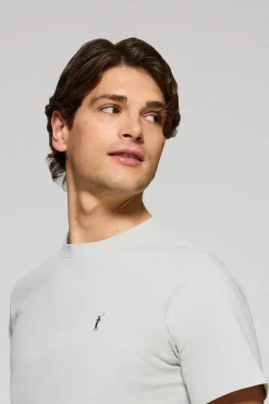 Camiseta gris claro con cuello redondo y bordado Rigby Go