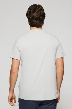Camiseta gris claro con cuello redondo y bordado Rigby Go