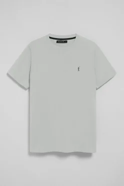 Camiseta gris claro con cuello redondo y bordado Rigby Go