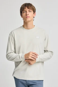 Camiseta gris claro holgada con detalle Polo Club