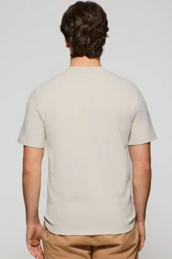 Camiseta gris claro microestructura con monograma bordado PC