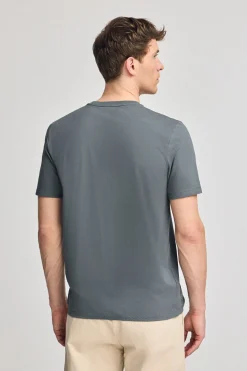 Camiseta gris piedra básica de cuello redondo y bordado Rigby Best
