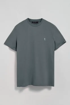 Camiseta gris piedra básica de cuello redondo y bordado Rigby Best