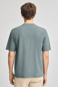 Camiseta gris piedra de algodón y lino con bordado Rigby Go