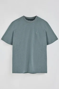 Camiseta gris piedra de algodón y lino con bordado Rigby Go