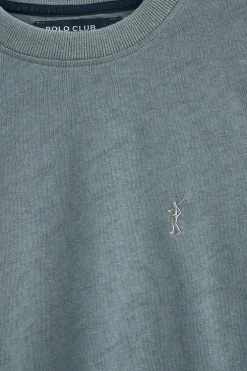 Camiseta gris piedra de algodón y lino con bordado Rigby Go