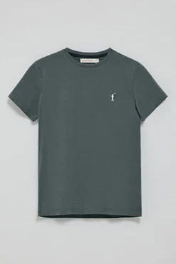 Camiseta gris piedra de cuello redondo con bordado Rigby Go
