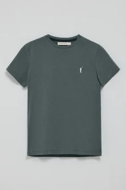 Camiseta gris piedra de cuello redondo con bordado Rigby Go
