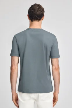Camiseta gris piedra de manga corta y cuello de pico con bordado Rigby Best