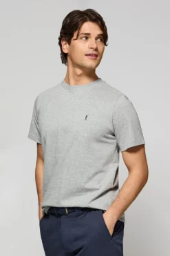 Camiseta gris vigoré con cuello redondo y bordado Rigby Go