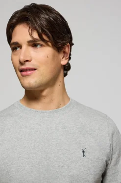 Camiseta gris vigoré con cuello redondo y bordado Rigby Go