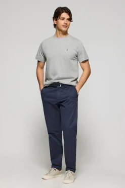 Camiseta gris vigoré con cuello redondo y bordado Rigby Go