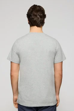 Camiseta gris vigoré con cuello redondo y bordado Rigby Go