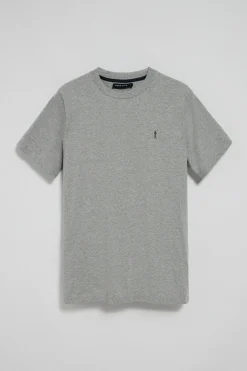 Camiseta gris vigoré con cuello redondo y bordado Rigby Go
