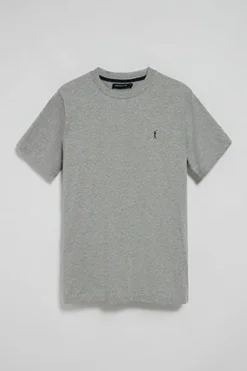 Camiseta gris vigoré con cuello redondo y bordado Rigby Go