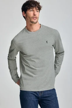 Camiseta gris vigoré de manga larga y bordado Rigby Go