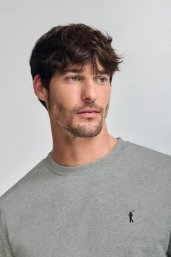 Camiseta gris vigoré de manga larga y bordado Rigby Go