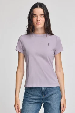 Camiseta lavanda de cuello redondo con bordado Rigby Go