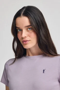 Camiseta lavanda de cuello redondo con bordado Rigby Go