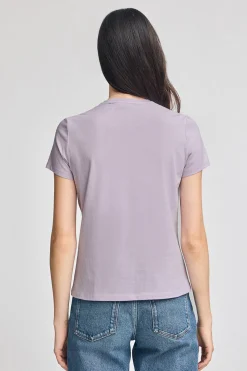 Camiseta lavanda de cuello redondo con bordado Rigby Go