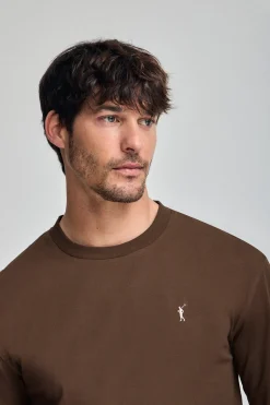Camiseta marrón de manga larga y bordado Rigby Go