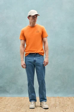 Camiseta naranja garment dye con detalle Polo Club
