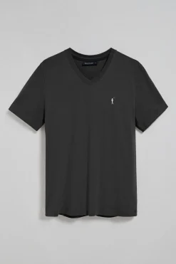 Camiseta negra con cuello de pico y logo bordado Rigby Go