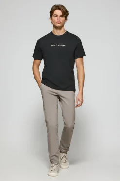 Camiseta negra de cuello redondo con logotipo engomado Polo Club